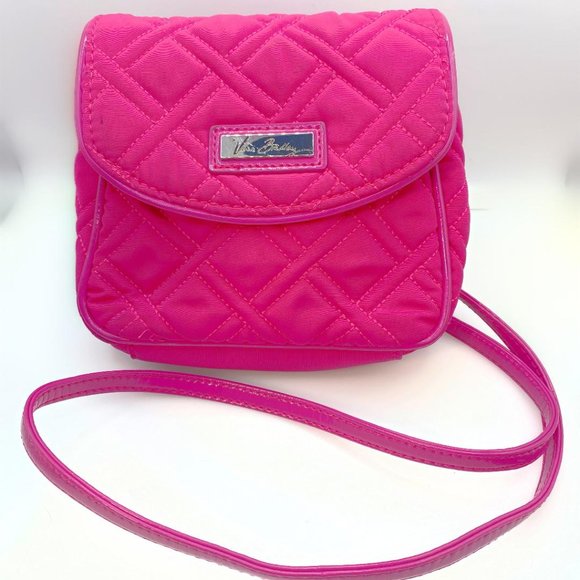 Vera Bradley Fuchsia Pink Quilted Choice of One Shoulder Chain Crossbody Purse - Picture 2 of 7